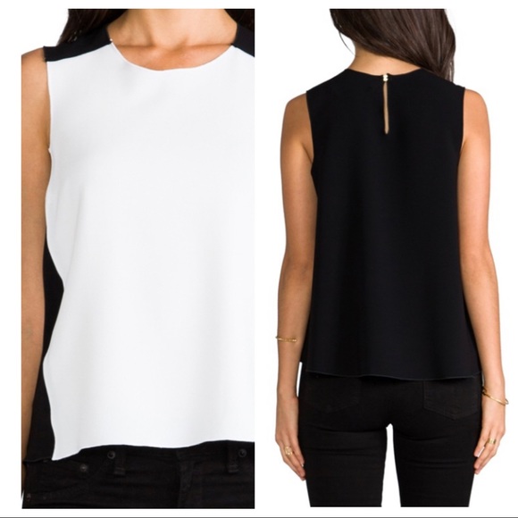 Trina Turk Jaala Colorblock Crepe Top - Picture 2 of 5